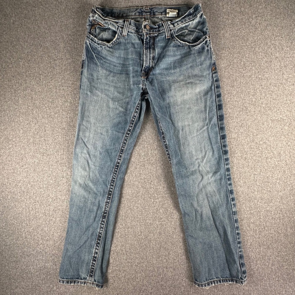 Ariat Jeans Mens 34x32 M4 Low Rise Straight Leg Blue Heavy Stitch 10008403